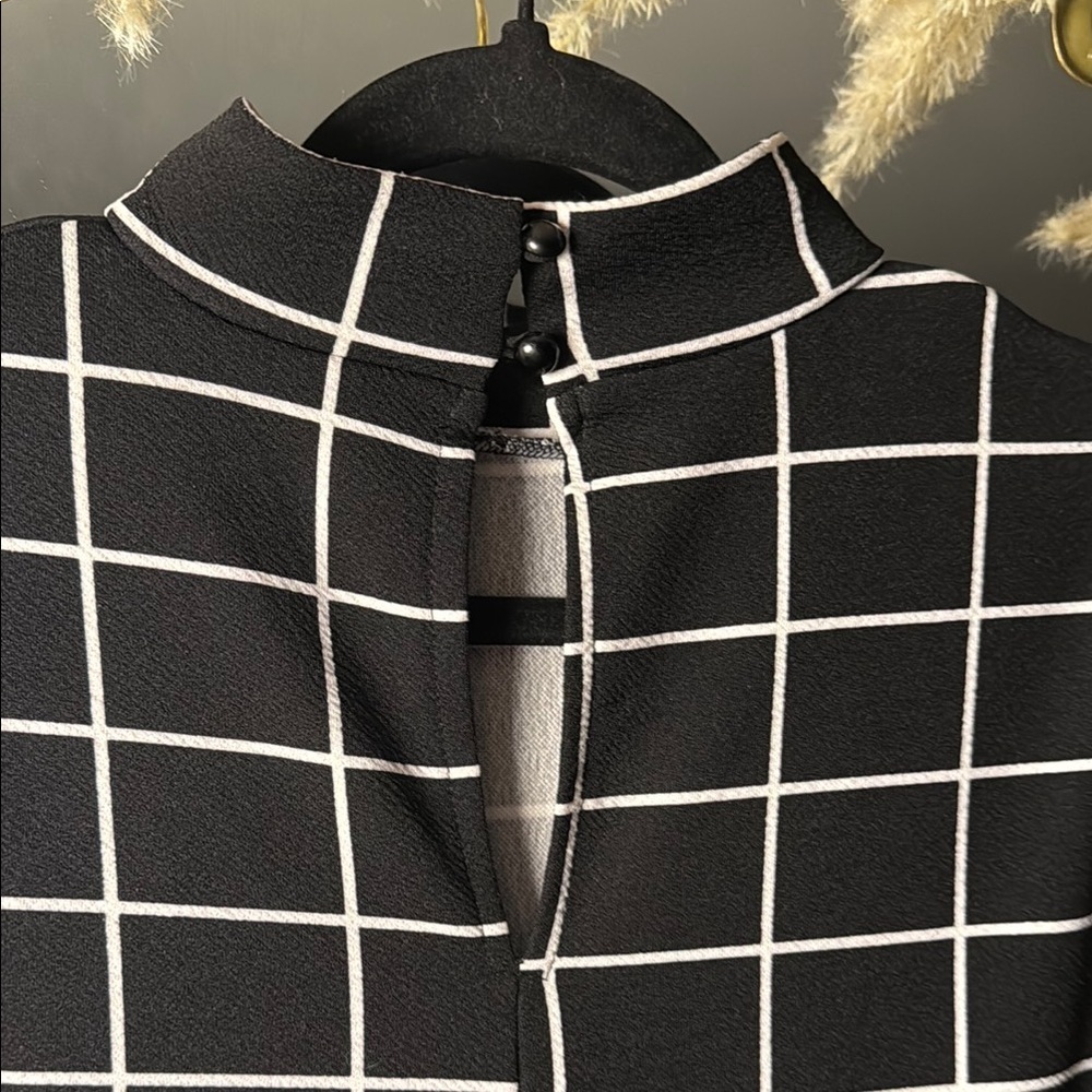 Shein Aline Black and White Grid Pattern Midi Dress - Picture 6 of 7
